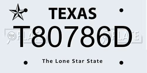 T80786D Texas License Plate