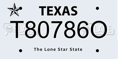 T80786O Texas License Plate