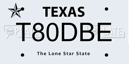 T80DBE Texas License Plate