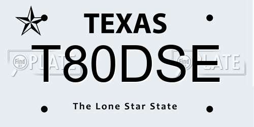 T80DSE Texas License Plate