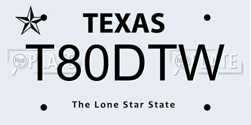 T80DTW Texas License Plate