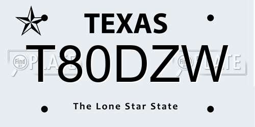 T80DZW Texas License Plate