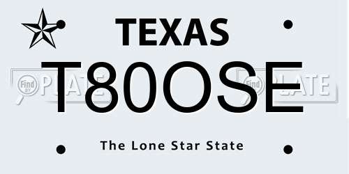 T80OSE Texas License Plate