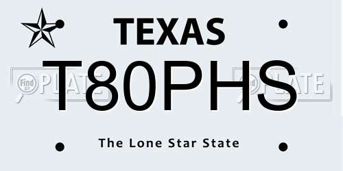 T80PHS Texas License Plate