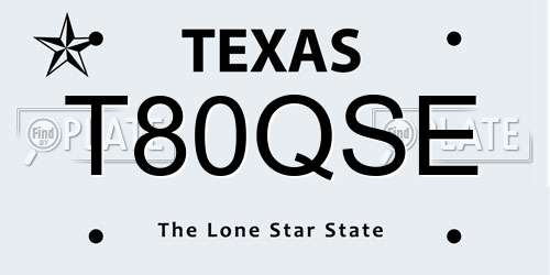 T80QSE Texas License Plate