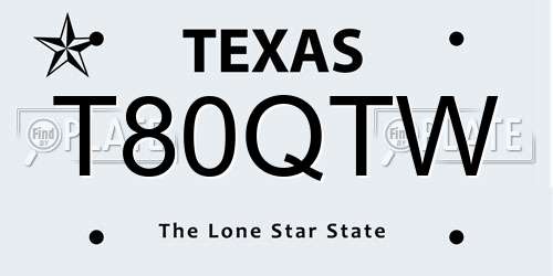 T80QTW Texas License Plate