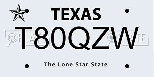 T80QZW Texas License Plate