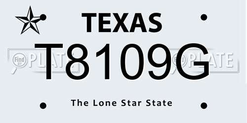 T8109G Texas License Plate