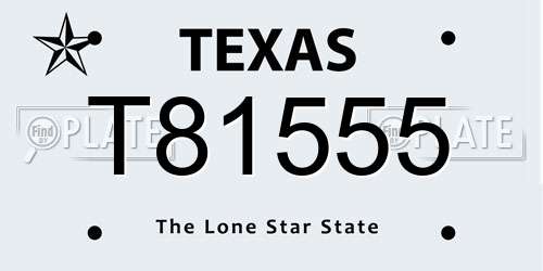 T81555 Texas License Plate