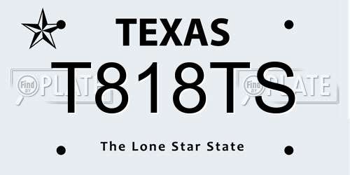 T818TS Texas License Plate