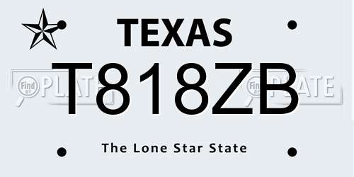 T818ZB Texas License Plate