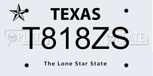 T818ZS Texas License Plate