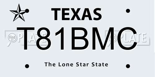 T81BMC Texas License Plate