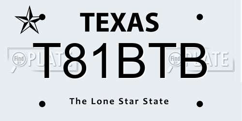 T81BTB Texas License Plate