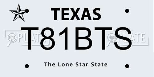 T81BTS Texas License Plate