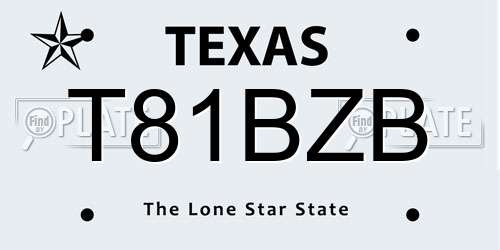 T81BZB Texas License Plate