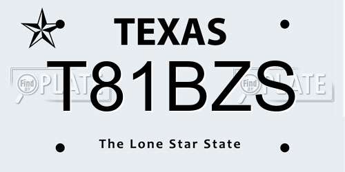 T81BZS Texas License Plate
