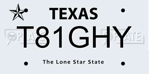T81GHY Texas License Plate