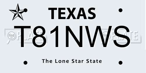T81NWS Texas License Plate