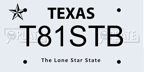 T81STB Texas License Plate