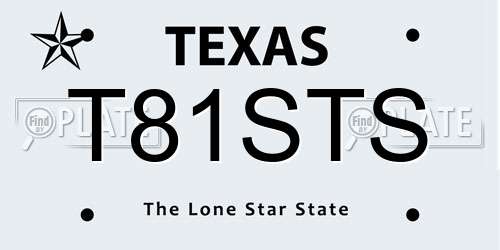 T81STS Texas License Plate