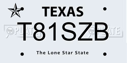 T81SZB Texas License Plate