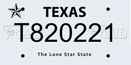 T820221 Texas License Plate