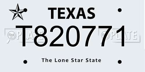 T820771 Texas License Plate