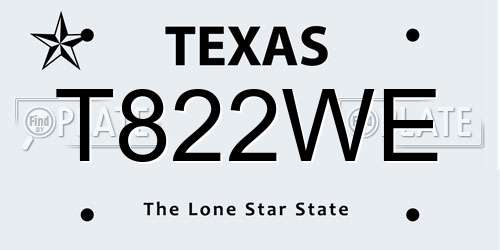 T822WE Texas License Plate