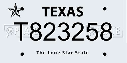 T823258 Texas License Plate
