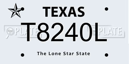 T8240L Texas License Plate