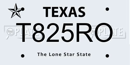T825RO Texas License Plate