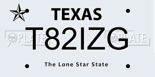 T82IZG Texas License Plate