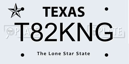 T82KNG Texas License Plate