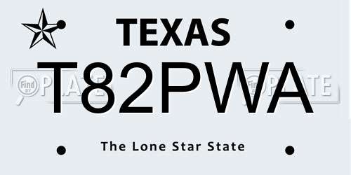 T82PWA Texas License Plate