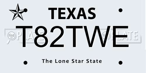 T82TWE Texas License Plate