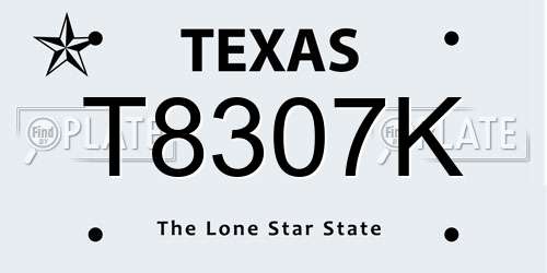 T8307K Texas License Plate