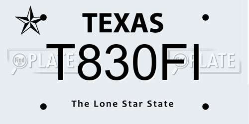 T830FI Texas License Plate