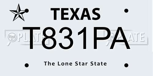 T831PA Texas License Plate