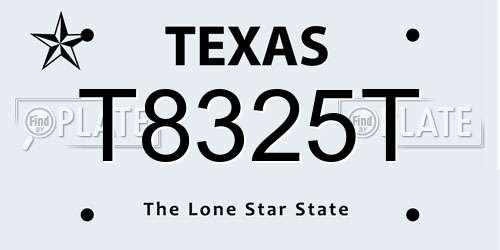 T8325T Texas License Plate