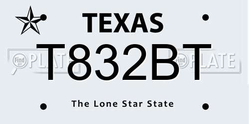 T832BT Texas License Plate