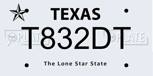 T832DT Texas License Plate