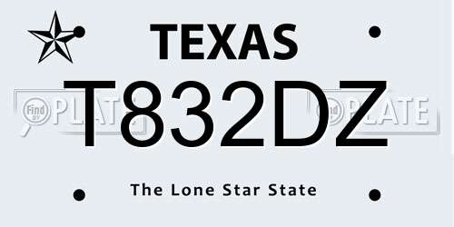 T832DZ Texas License Plate