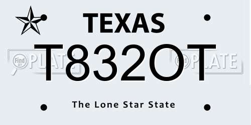 T832OT Texas License Plate