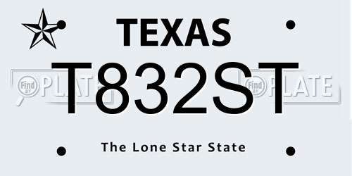 T832ST Texas License Plate