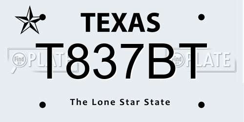 T837BT Texas License Plate