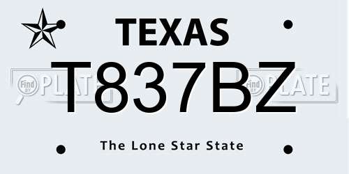 T837BZ Texas License Plate