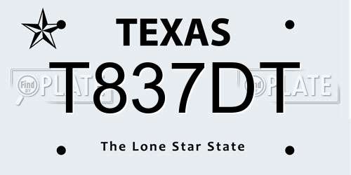 T837DT Texas License Plate
