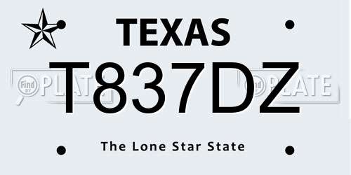T837DZ Texas License Plate