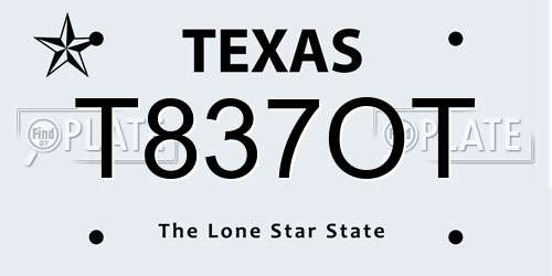 T837OT Texas License Plate